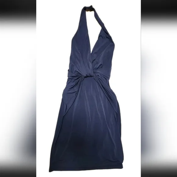 Halston Heritage Navy Blue Halter Mini Dress - Size XS