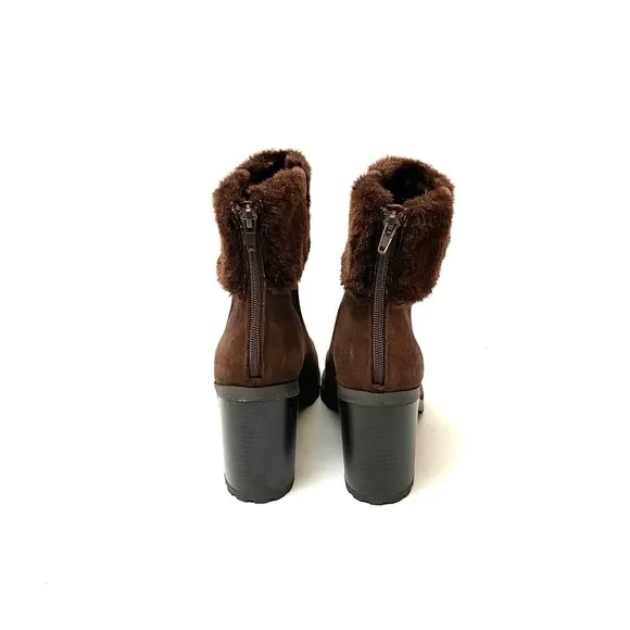 HALSTON | Vintage 1990s brown suede faux fur boots