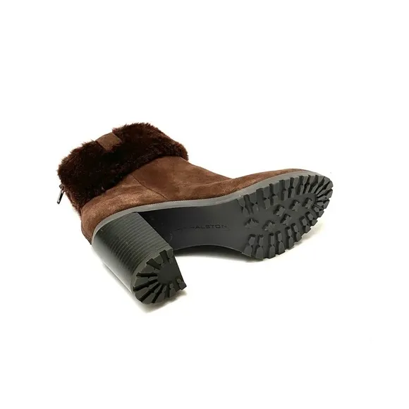HALSTON | Vintage 1990s brown suede faux fur boots