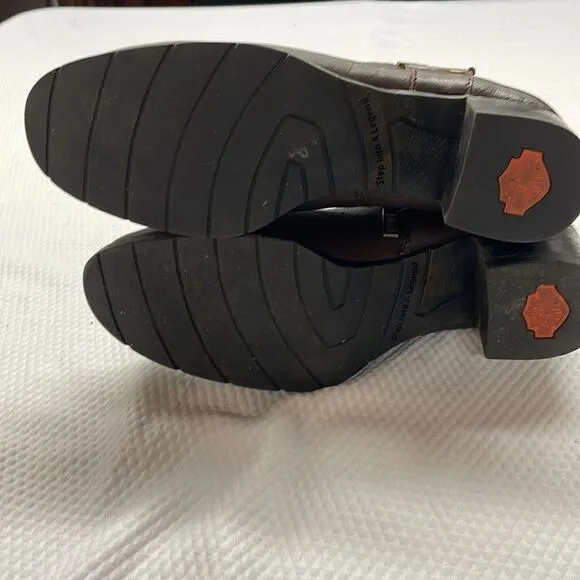 Harley-Davidson 84069 Faux Cuff Side Buckle Boots Size 8.5 Brown