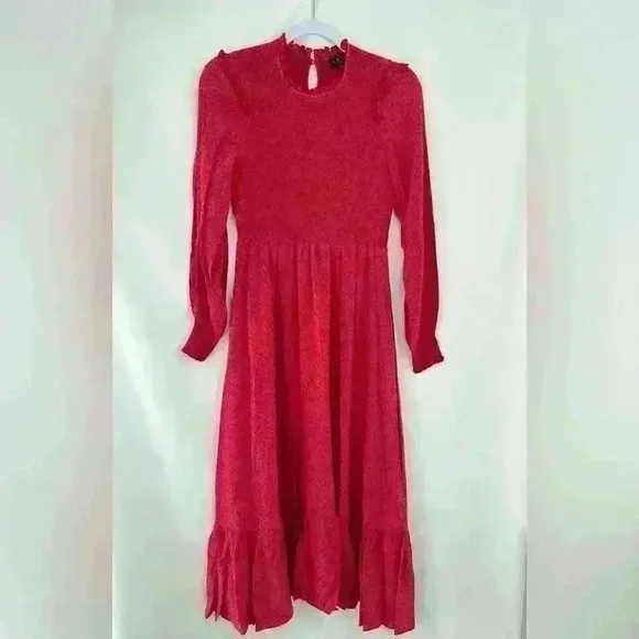 Hatch Collection Lana Midi Raspberry Maternity Dress Multi Floral Size Small