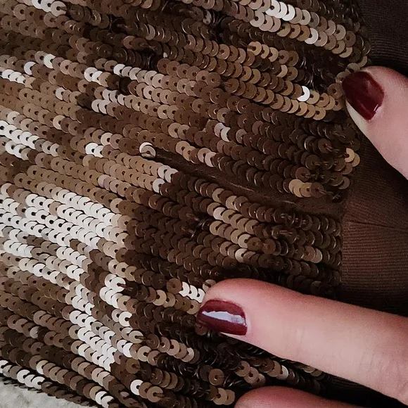 HAUTE HIPPIE Chocolate Colored Sequined Faux Wrap Mini Skirt