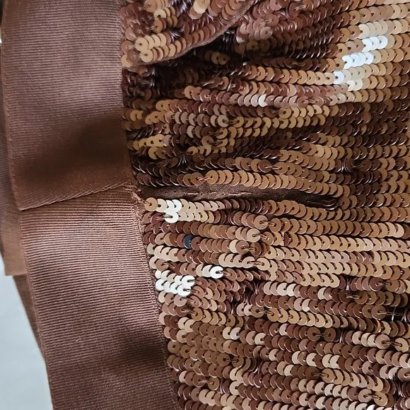 HAUTE HIPPIE Chocolate Colored Sequined Faux Wrap Mini Skirt