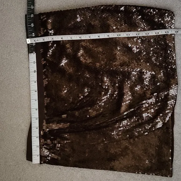 HAUTE HIPPIE Chocolate Colored Sequined Faux Wrap Mini Skirt