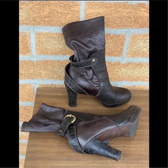 Henry Beguelin brown leather boots size 7