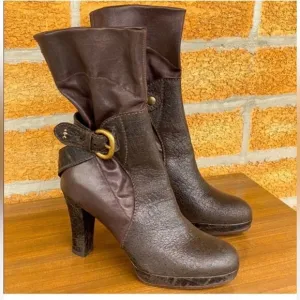 Henry Beguelin brown leather boots size 7