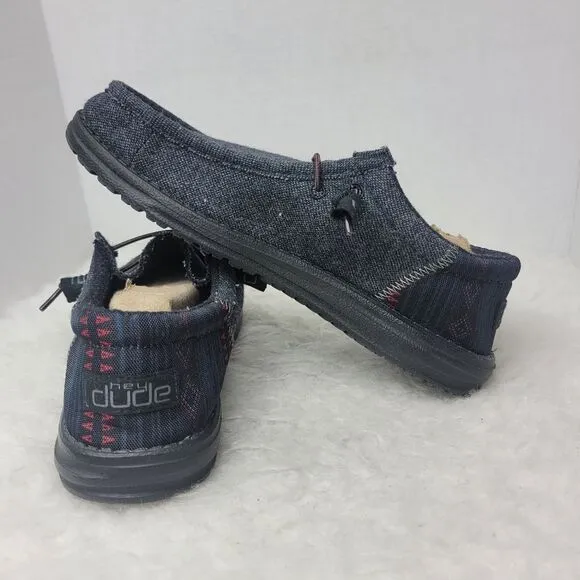 Hey Dude Men's Wally Funk Wool Black Aztec  Men’s Shoes Size 9 US 42 EUR