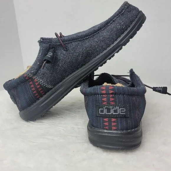 Hey Dude Men's Wally Funk Wool Black Aztec  Men’s Shoes Size 9 US 42 EUR