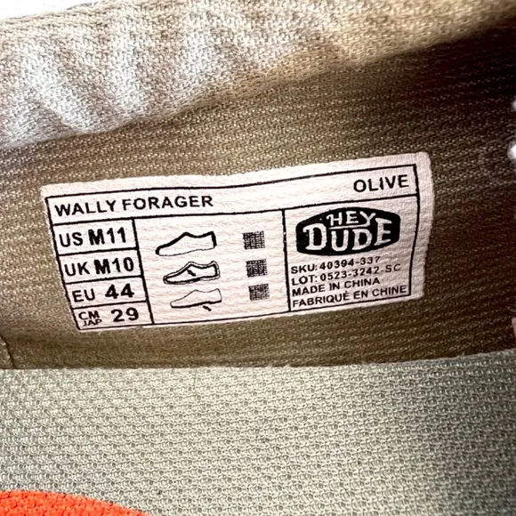 HEY DUDE Wally Forager Shoes in Olive - EUC! - 11