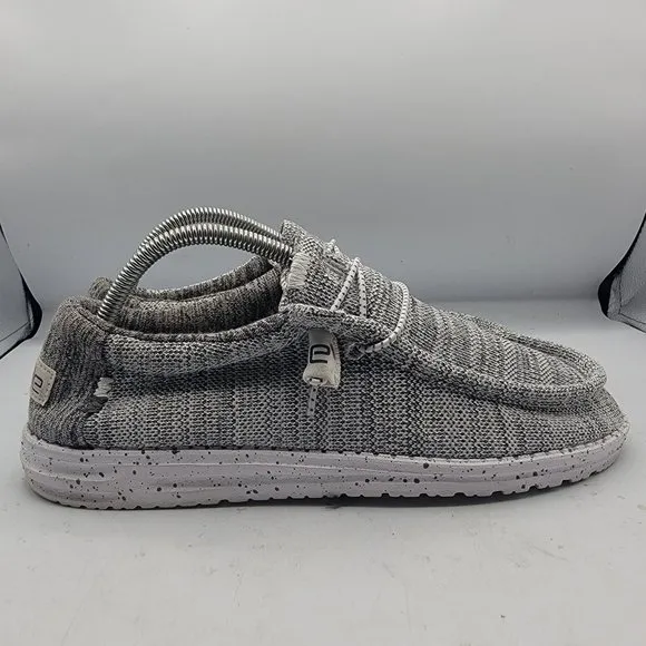 Hey Dude Wally Stretch Aggregate Mens 8 Gray Lightweight Slip On Casual Comfort