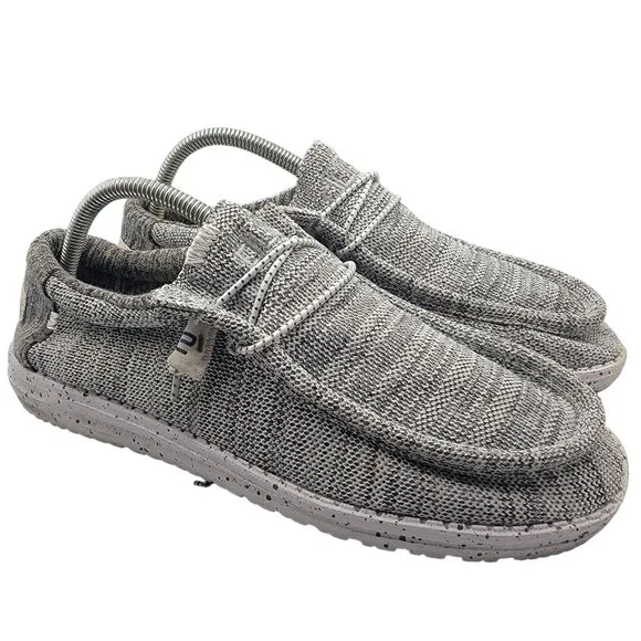 Hey Dude Wally Stretch Aggregate Mens 8 Gray Lightweight Slip On Casual Comfort