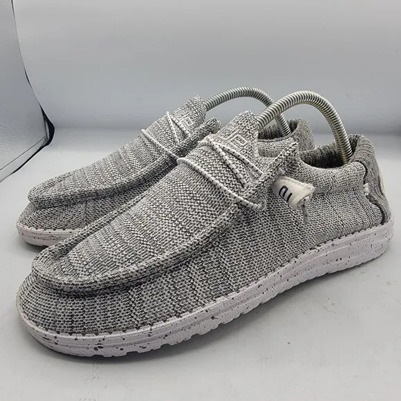 Hey Dude Wally Stretch Aggregate Mens 8 Gray Lightweight Slip On Casual Comfort