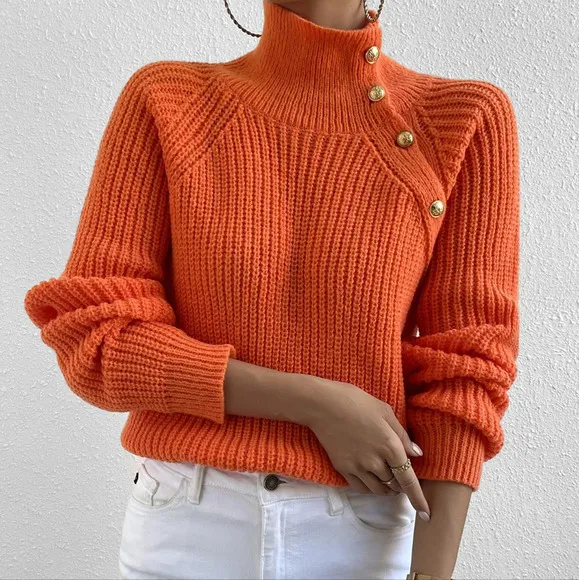 High Neck Raglan Sleeve Sweater
