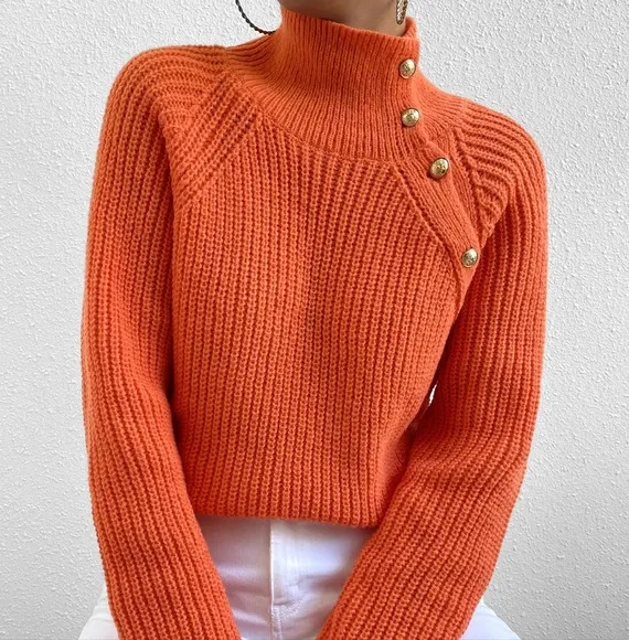 High Neck Raglan Sleeve Sweater