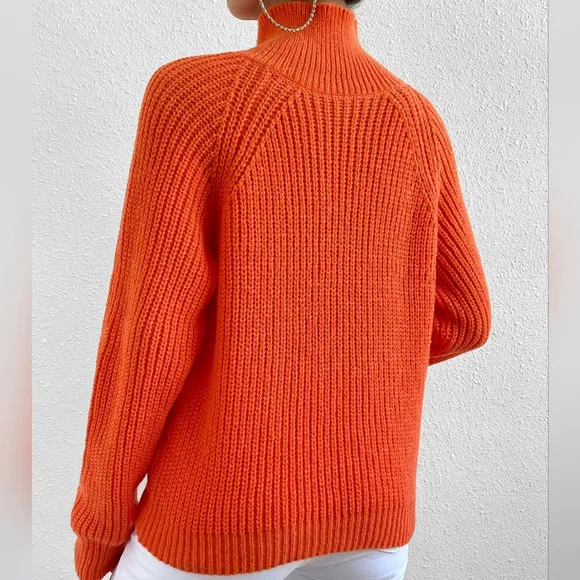 High Neck Raglan Sleeve Sweater