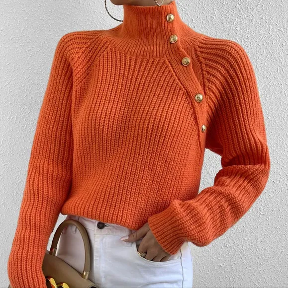 High Neck Raglan Sleeve Sweater