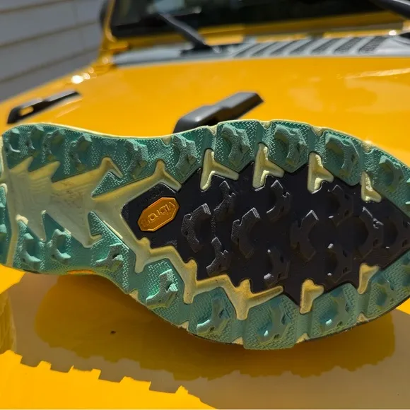 Hoka One One Blue and Yellow Athletic Shoes with Chunky Midsole