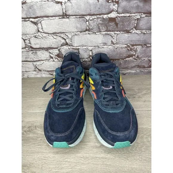 Hoka One One Bondi L Embroidery Outer Space Blue Suede Shoes Men 14M US/49 1/3EU