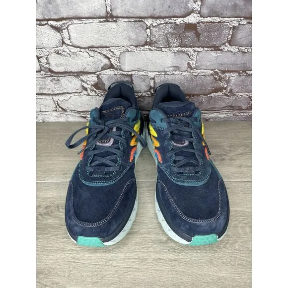 Hoka One One Bondi L Embroidery Outer Space Blue Suede Shoes Men 14M US/49 1/3EU