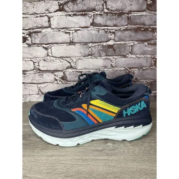 Hoka One One Bondi L Embroidery Outer Space Blue Suede Shoes Men 14M US/49 1/3EU