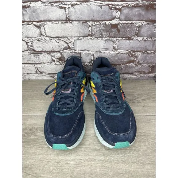 Hoka One One Bondi L Embroidery Outer Space Blue Suede Shoes Men 14M US/49 1/3EU