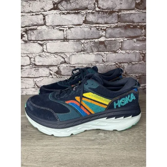 Hoka One One Bondi L Embroidery Outer Space Blue Suede Shoes Men 14M US/49 1/3EU