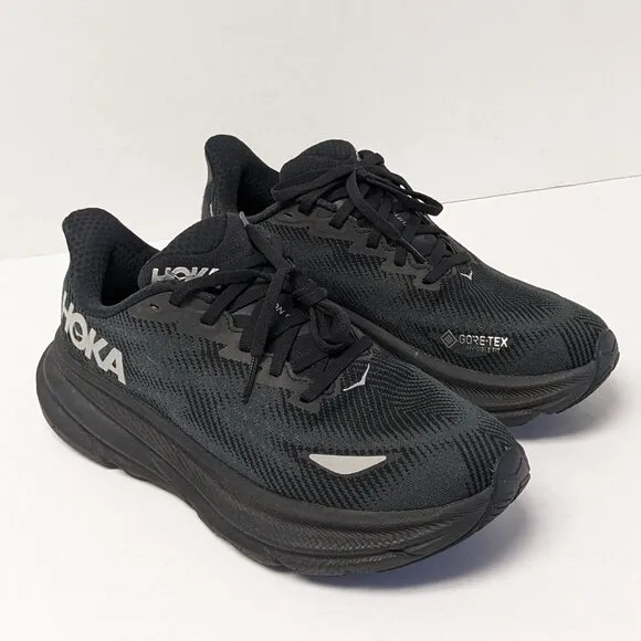 Hoka One One Clifton 9 GTX Running Shoes, Black, Women's 7.5
