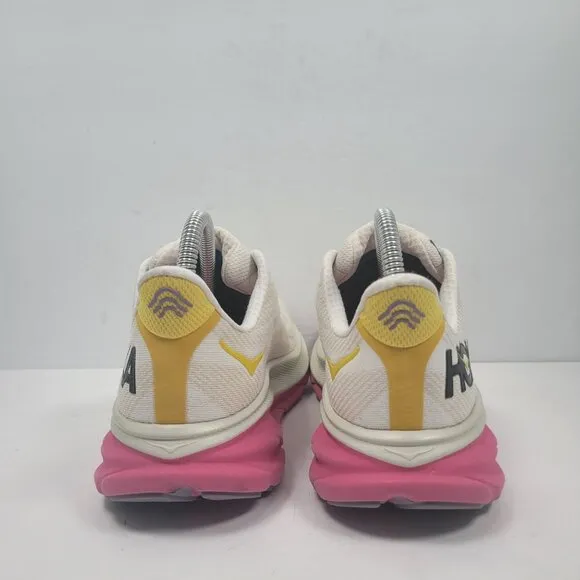 Hoka One One Clifton 9 Women's White/Pink/Yellow Running Shoes US Size 7B