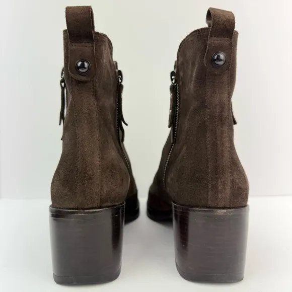 Homers Artisan size 39.5 Women’s Brown Suede Leather Block Heel Ankle Boots