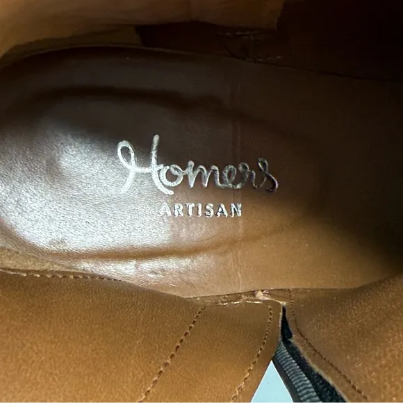 Homers Artisan size 39.5 Women’s Brown Suede Leather Block Heel Ankle Boots