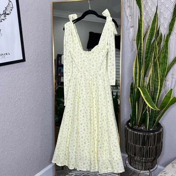 House of CB 'Alicia' Lemon Floral Print Midi Sundress NWOT