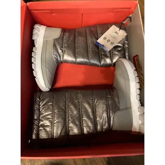 Hunter Original Metallic Dark Silver Insulated Tall Snow Boots Women 5 US New