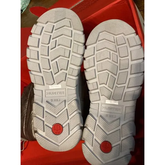 Hunter Original Metallic Dark Silver Insulated Tall Snow Boots Women 5 US New