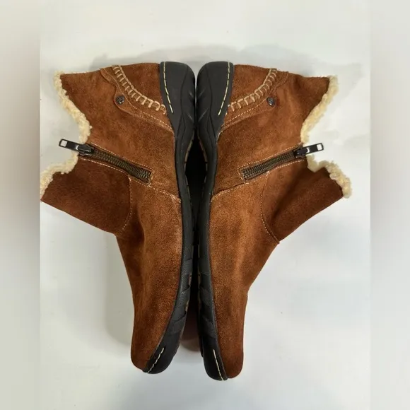 Hush Puppies Brown Lined Faux Fur Ankle Bootie Boots W/side Zip Up Hippie 10M