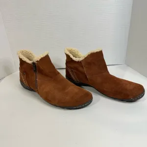 Hush Puppies Brown Lined Faux Fur Ankle Bootie Boots W/side Zip Up Hippie 10M