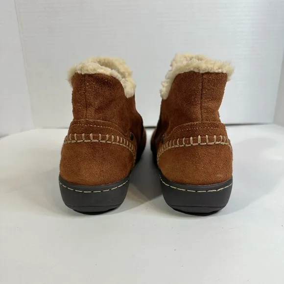 Hush Puppies Brown Lined Faux Fur Ankle Bootie Boots W/side Zip Up Hippie 10M