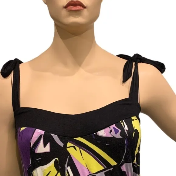 Igigi Maxi Sun Dress Plus Size 14/16 Yellow Purple Black Bra Friendly Straps NWT