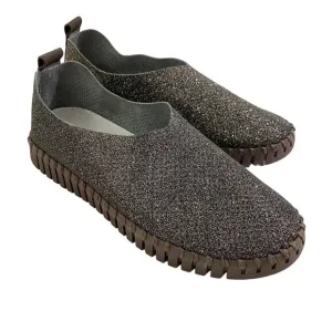 Ilse Jacobsen Brown &amp; Gold Glitter Tulip Slip Ons Comfort Shoes Women's EU 36