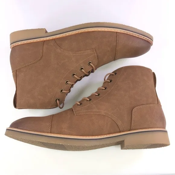 INC International Concepts Men's Tristan Faux Suede Lace Up Boots Tan 11.5M New