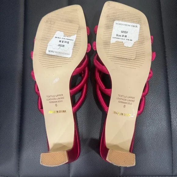 Intentionally Blank Willow Heels Satin Sandal Revolve NWOT Hot Pink Fuchsia 8
