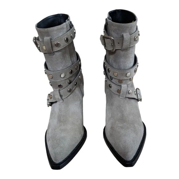 Iro Bonobal Wrap Around Strap Boots in Gray Suede Size EU 37 US 6.5 Like new