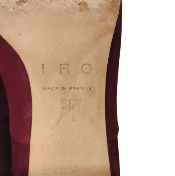 IRO | Burgundy Suede Drapy Slouchy Knee High Boots in Size EU 36 / US 5.5