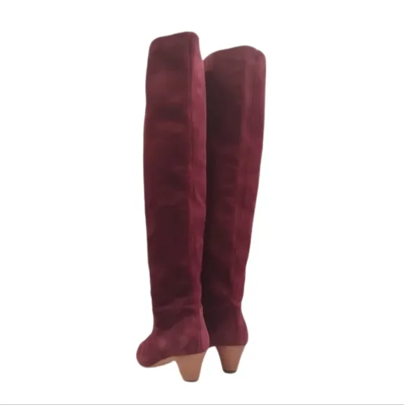 IRO | Burgundy Suede Drapy Slouchy Knee High Boots in Size EU 36 / US 5.5