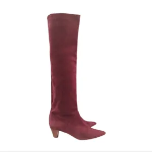 IRO | Burgundy Suede Drapy Slouchy Knee High Boots in Size EU 36 / US 5.5