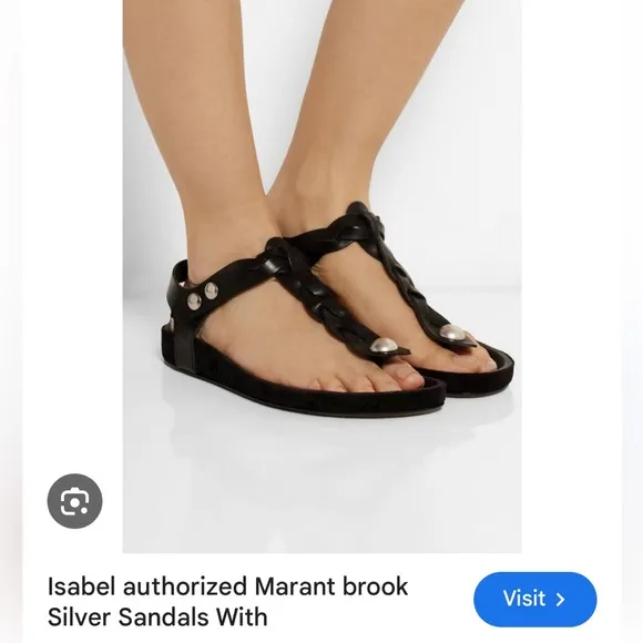 Isabel Marant Brook Black Braided Leather Sandals Sz 38 US 8 Snap Closure Boho