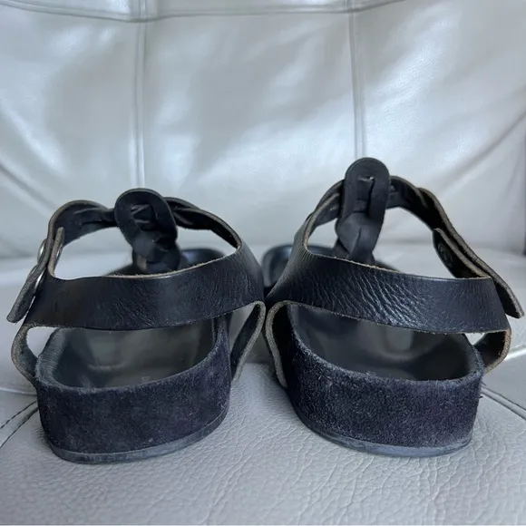 Isabel Marant Brook Black Braided Leather Sandals Sz 38 US 8 Snap Closure Boho