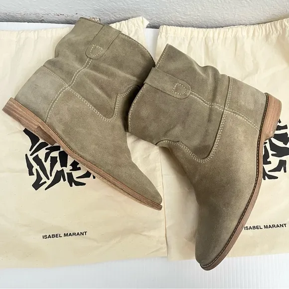 Isabel Marant Étoile Susee Calf Suede Hidden WedgeWestern Ankle Boots Size 39