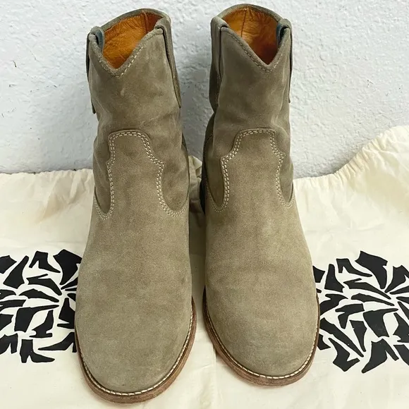 Isabel Marant Étoile Susee Calf Suede Hidden WedgeWestern Ankle Boots Size 39