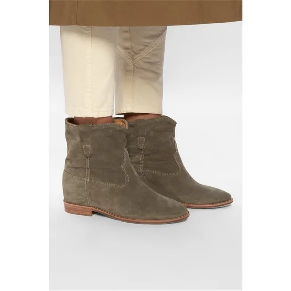 Isabel Marant Étoile Susee Calf Suede Hidden WedgeWestern Ankle Boots Size 39