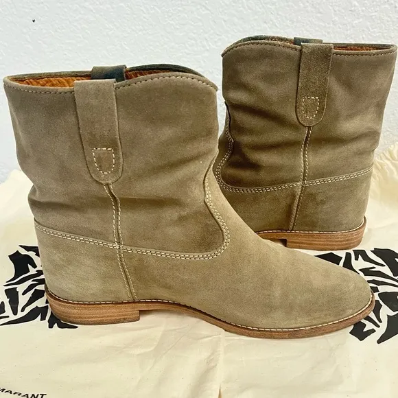 Isabel Marant Étoile Susee Calf Suede Hidden WedgeWestern Ankle Boots Size 39